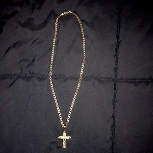 14k gold chain W/ gold plated cross
